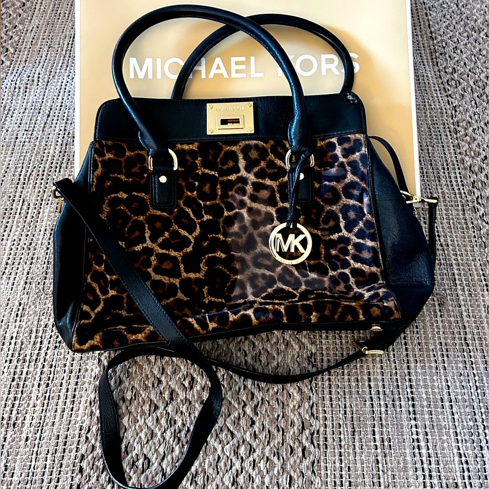 Michael Kors leopard pony hair shoulder bag